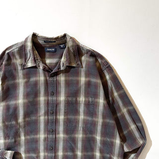 00's ARROW オンブレ風 チェック ボタンダウン L/Sネルシャツ