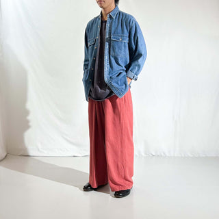 00's OLD NAVY リネン×レーヨン ドローコード イージー パンツ(コーラルピンク)