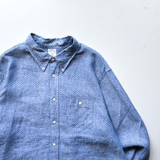 00's Brooks Brothers リネン 総柄 ボタンダウン L/Sシャツ