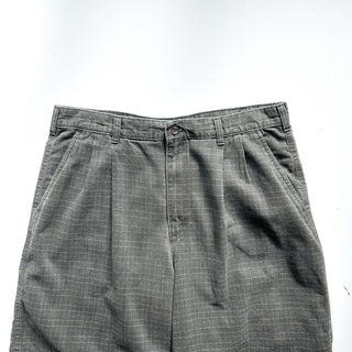 00's WOOLRICH オリーブ 2タック チェック ワイド ショーツ