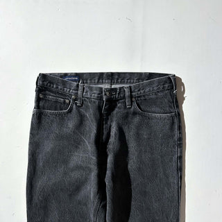 00's LANDS' END "先染め" ブラック デニム パンツ