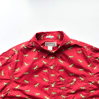 00's DULUTH TRADING CO 恐竜 アニマル 総柄 S/Sシャツ