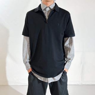 00's RALPH LAUREN "Custom Slim Fit Stretch Mesh" ハーフジップ S/Sポロシャツ