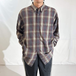 00's ARROW オンブレ風 チェック ボタンダウン L/Sネルシャツ