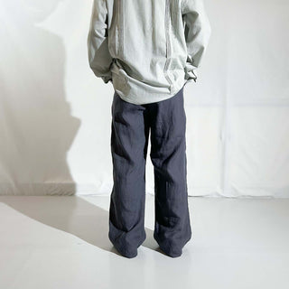 00's L.L.Bean ダークグレー ドローコード リネン ワイド イージー パンツ