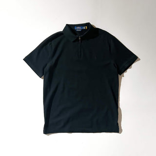 00's RALPH LAUREN "Custom Slim Fit Stretch Mesh" ハーフジップ S/Sポロシャツ