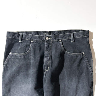 00's No Boundaries コーデュロイ×先染めブラック ワイド デニム パンツ