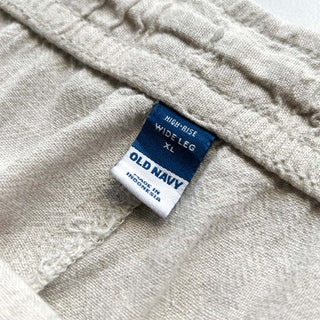 00's OLD NAVY リネン×レーヨン ドローコード ワイド イージー パンツ
