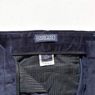 90's～ "deadstock" LANDS' END ２タック コーデュロイ パンツ (NAVY 35×32)