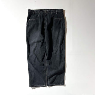 00's No Boundaries コーデュロイ×先染めブラック ワイド デニム パンツ