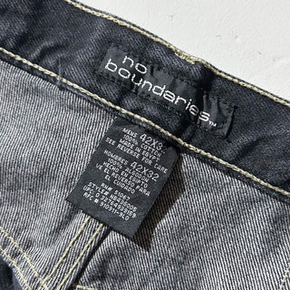 00's No Boundaries コーデュロイ×先染めブラック ワイド デニム パンツ