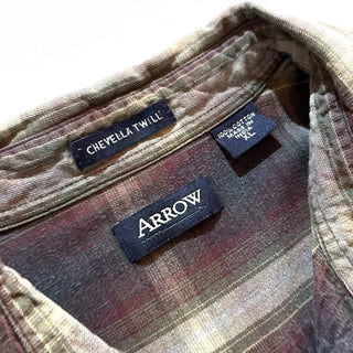 00's ARROW オンブレ風 チェック ボタンダウン L/Sネルシャツ