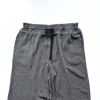 00's TIME AND TRU リネン×レーヨン ドローコード ストライプ ワイド イージー パンツ