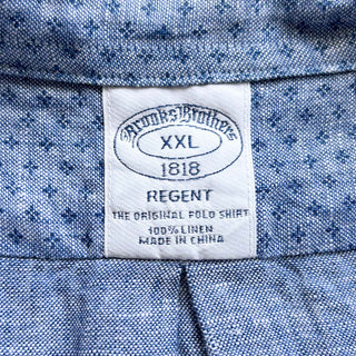00's Brooks Brothers リネン 総柄 ボタンダウン L/Sシャツ