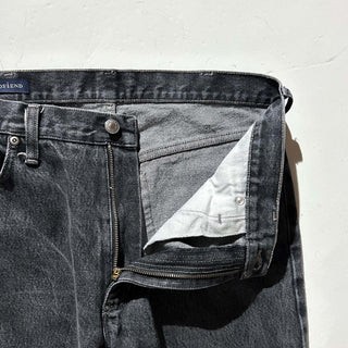 00's LANDS' END "先染め" ブラック デニム パンツ