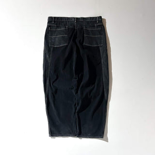 00's No Boundaries コーデュロイ×先染めブラック ワイド デニム パンツ