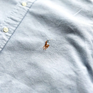 90's～ OLD RALPH LAUREN "YARMOUTH" サックスブルー オックスフォード ボタンダウン L/Sシャツ