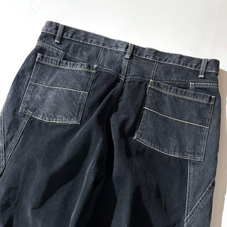 00's No Boundaries コーデュロイ×先染めブラック ワイド デニム パンツ