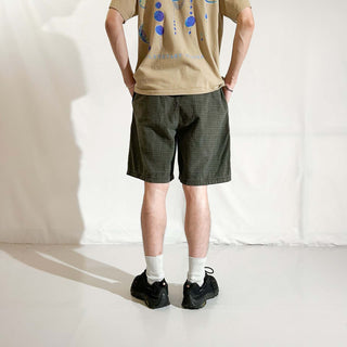 00's WOOLRICH オリーブ 2タック チェック ワイド ショーツ