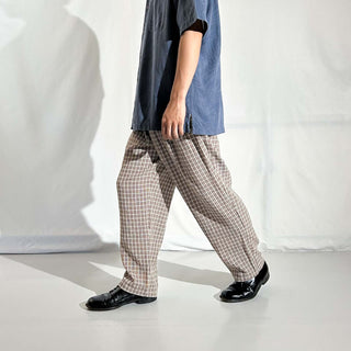 90's "made in USA" Fundamental Things ポリエステル×レーヨン チェック ワイド イージー パンツ