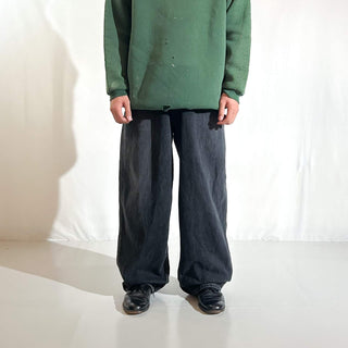 00's No Boundaries コーデュロイ×先染めブラック ワイド デニム パンツ