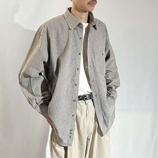90's Eddie Bauer オックスフォード チェック ボタンダウン L/Sシャツ