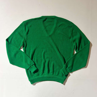 80's IZOD LACOSTE アクリル Vネック ニット セーター(グリーン)
