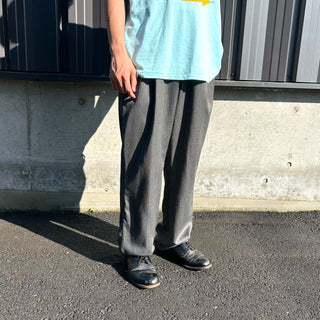 90's NAUTICA チャコールグレー サマーウール 2タック ワイド スラックス