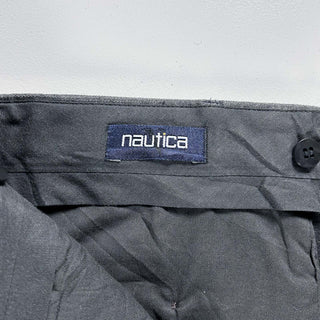 90's NAUTICA チャコールグレー サマーウール 2タック ワイド スラックス