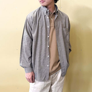 90's～00's Bugle Boy インドコットン チェック ボタンダウン L/Sシャツ