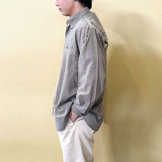 90's～00's Bugle Boy インドコットン チェック ボタンダウン L/Sシャツ