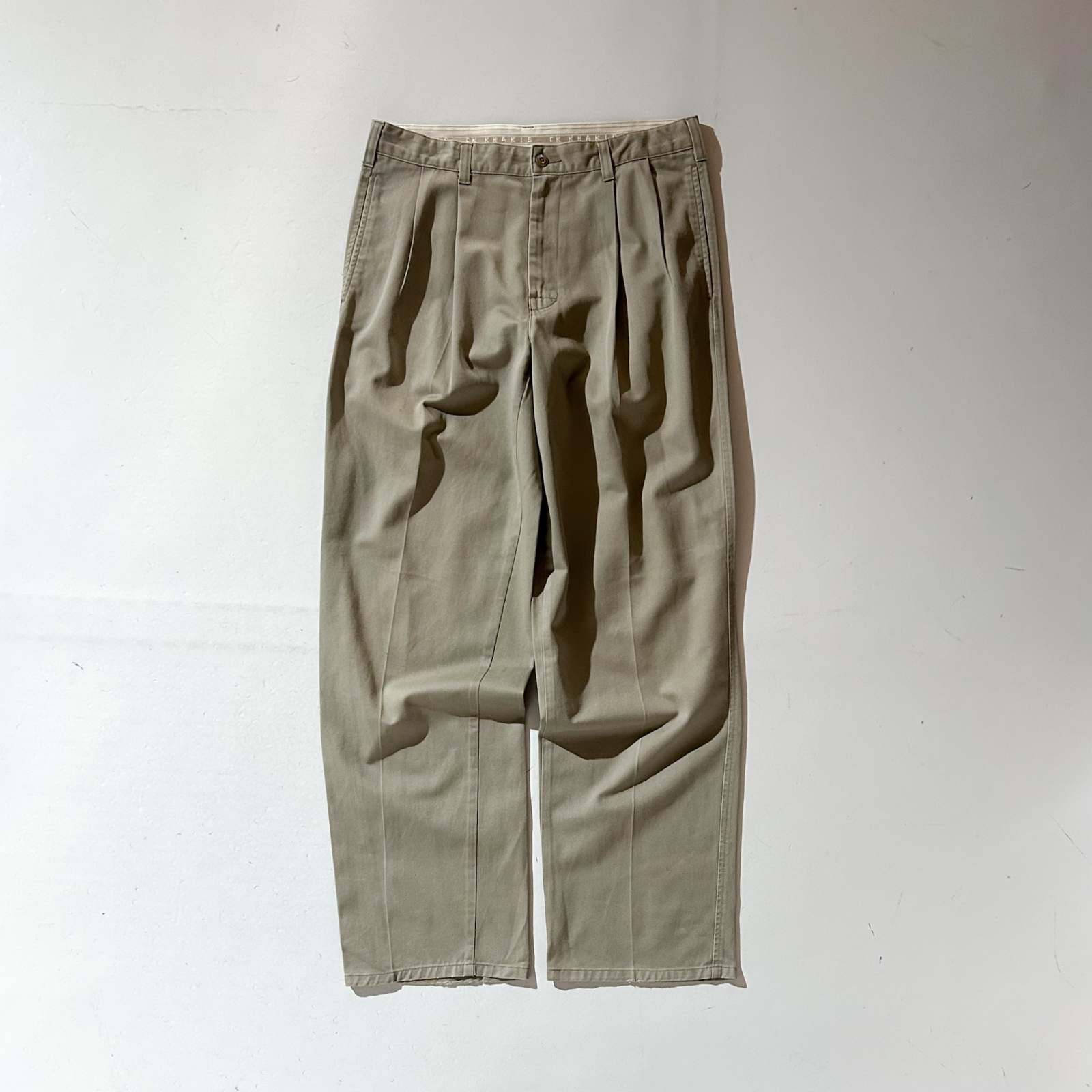 90's~ Calvin Klein Khakis カーキ 2タック チノ パンツ