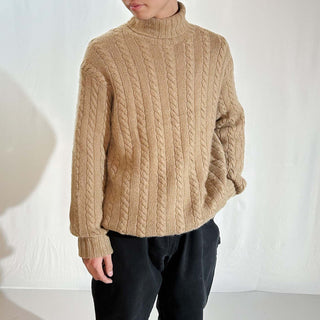 90's～ OLD Ralph Lauren "HAND KNIT" カシミヤ ケーブル タートルネック ニット セーター