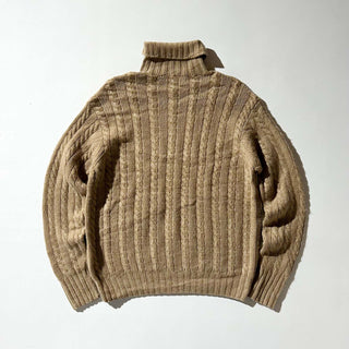 90's～ OLD Ralph Lauren "HAND KNIT" カシミヤ ケーブル タートルネック ニット セーター