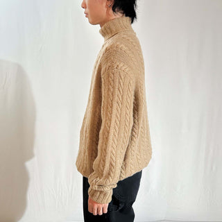 90's～ OLD Ralph Lauren "HAND KNIT" カシミヤ ケーブル タートルネック ニット セーター