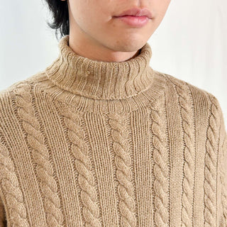 90's～ OLD Ralph Lauren "HAND KNIT" カシミヤ ケーブル タートルネック ニット セーター