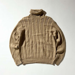 90's～ OLD Ralph Lauren "HAND KNIT" カシミヤ ケーブル タートルネック ニット セーター
