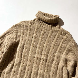 90's～ OLD Ralph Lauren "HAND KNIT" カシミヤ ケーブル タートルネック ニット セーター