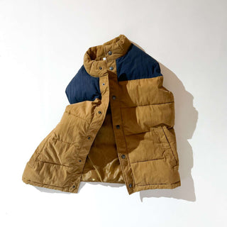 GAP カーキ×ネイビー スナップ 中綿 アウトドア ベスト