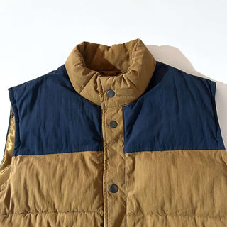 GAP カーキ×ネイビー スナップ 中綿 アウトドア ベスト