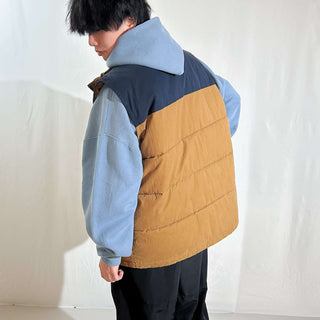 GAP カーキ×ネイビー スナップ 中綿 アウトドア ベスト