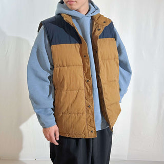 GAP カーキ×ネイビー スナップ 中綿 アウトドア ベスト