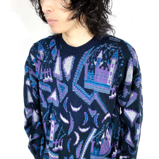 80's～ パープル 総柄 ニット セーター