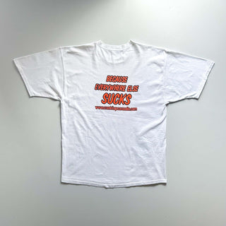 00's JERZEES "CRANK IT UP! " 企業 両面プリント Tシャツ