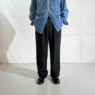 90's~00's DKNY ESSENTIALS ブラック 1タック ワイド スラックス