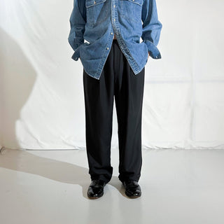 90's～00's DKNY ESSENTIALS ブラック 1タック ワイド スラックス