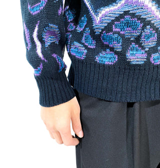 80's～ パープル 総柄 ニット セーター