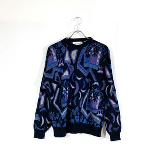 80's～ パープル 総柄 ニット セーター