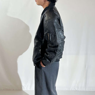 90's～00's TRUE BREED キルティング レザー ブルゾン ジャケット