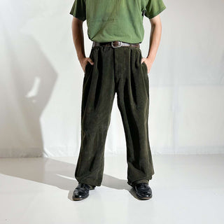 90's～ "made in SINGAPORE" OLD RALPH LAUREN "ANDREW PANT" カーキ 2タック コーデュロイ パンツ